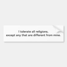 Je tolère toutes les religions - adhésif pour pare autocollants pour voiture