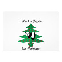 Je veux un panda pour Noël Bristol Personnalisé