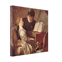 Jean-Honore Fragonard - la leçon de musique Toile Tendue Sur Châssis