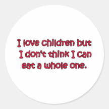 J'enfants d'amour autocollant rond