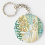 Jésus à Noël regardant par le voile de la neige Porte-clef