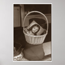 Jésus dans un panier affiche