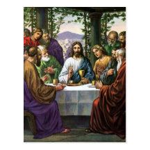 Jésus et ses amis dans la salle supérieure cartes postales