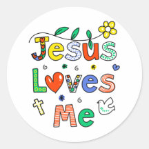 Jésus m'aime adhésifs ronds