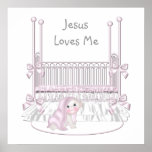 Jésus m'aime le décor 25x25 de mur de crèche de bé posters