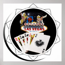 Jeton de poker de noir de signe bienvenu posters