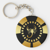 JETON DE POKER DE SCORPION D'OR PORTE-CLÉ