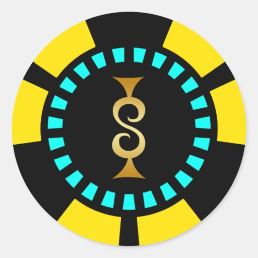 JETON DE POKER DE SYMBOLE DOLLAR D'OR AUTOCOLLANTS
