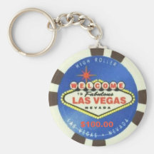 Jeton de poker Las Vegas bleu Keychain des $100 do Porte-clefs