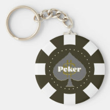 Jeton de poker noir Keychain Porte-clé