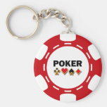 JETON DE POKER ROUGE ET BLANC PORTE-CLEFS
