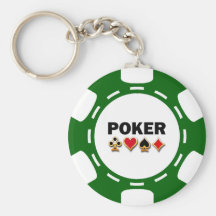 JETON DE POKER VERT ET BLANC PORTE-CLÉ