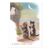 Jeu musical de chats pendant année vintage de Kitt Carte Postale