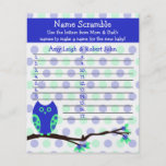 Jeu personnalisé par baby shower bleu de hibou prospectus