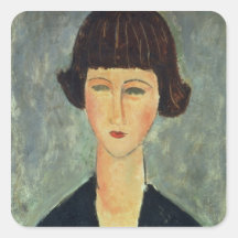 Jeune Brunette, 1917 (huile sur la toile) Adhésifs