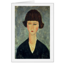 Jeune Brunette, 1917 (huile sur la toile) Cartes De Vœux