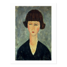 Jeune Brunette, 1917 (huile sur la toile) Carte Postale