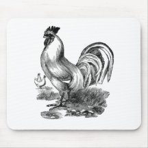Jeune coq vintage de coq d'impression antique tapis de souris