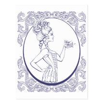jeune femme rococo de style rayée cartes postales