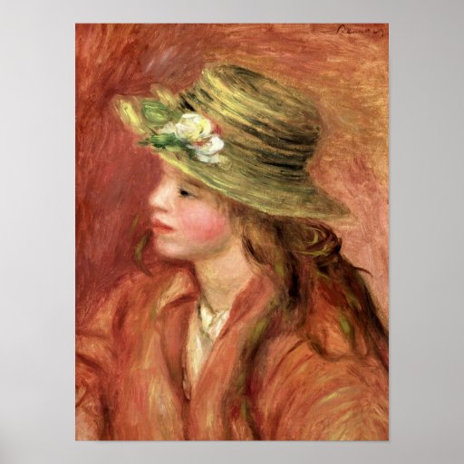 Jeune fille dans un chapeau de paille, c.1908 posters