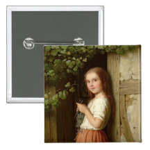 Jeune fille se tenant dans un tricot de porte, 186 pin's avec agrafe