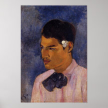 "Jeune homme avec une copie de Paul Gauguin de fle Posters