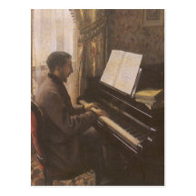 Jeune homme jouant le piano par Gustave Caillebott Carte Postale