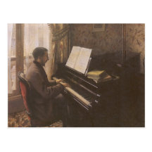 Jeune homme jouant le piano par Gustave Caillebott Cartes Postales