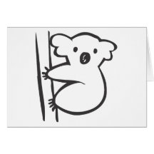 Jeune koala dans un arbre dans le croquis noir et  cartes de vœux