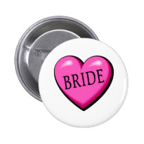 Jeune mariée (coeur noir rose) badges publicitaires