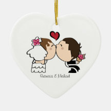 Jeune mariée et marié mignons "baiser" (Brown et B Décorations Pour Sapins De Noël