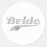 Jeune mariée grise de coeurs autocollants ronds