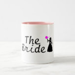 Jeune mariée noire et rose de la jeune mariée mugs à café