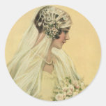Jeune mariée victorienne vintage en portrait nupti adhésifs