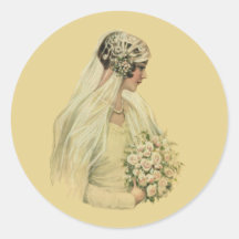 Jeune mariée victorienne vintage en portrait nupti autocollants