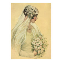 Jeune mariée victorienne vintage en portrait nupti faire-parts