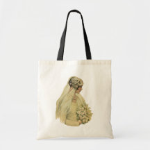 Jeune mariée victorienne vintage en portrait nupti sacs en toile