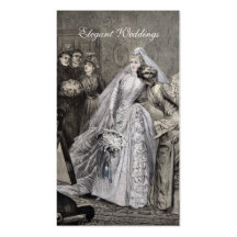 Jeune mariée vintage rayonnante modèle de carte de visite