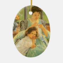 Jeune mère cousant par Mary Cassatt, art vintage Ornements
