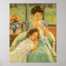 Jeune mère cousant par Mary Cassatt, art vintage Posters