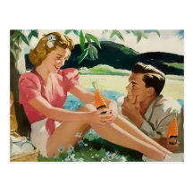 Jeunes couples carte postale