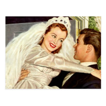 Jeunes mariés vintages de mariage, nouveaux mariés cartes postales