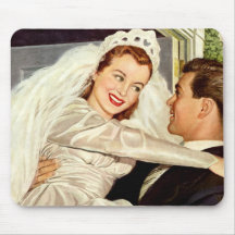Jeunes mariés vintages de mariage, nouveaux mariés tapis de souris