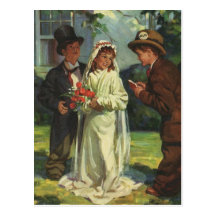 Jeunes mariés vintages d'enfant ; Feignez le maria Carte Postale