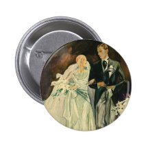Jeunes mariés vintages ; Nouveaux mariés juste mar Badge