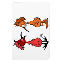 Jeunes personnages de dessin animé de birdies sur  magnets souples