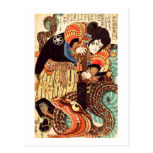 Jiraiya et Japonais vintage Ukiyoe de serpent Carte Postale