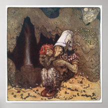 John Bauer - amour maternel - affiche de Troll