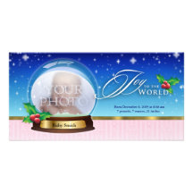 Joie à la naissance Annoucement de globe de neige  Photocarte Customisée