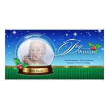 Joie à la naissance Annoucement de globe de neige  Photocarte Customisée